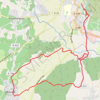 Trace GPS 2 Uzès Les Capitelles 24 km +420m (Depart Arenes d'Uzes), itinéraire, parcours