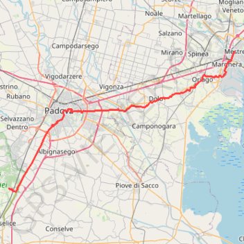 Trace GPS 2022_DE_Thermengebiet-Padua-Mestre, itinéraire, parcours