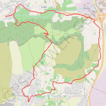 Trace GPS Marsat - Vergnes - Châteaugay - Pompignat - Marsat, itinéraire, parcours