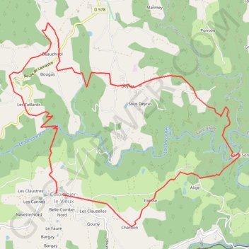 Trace GPS Colombiers les gorges de la Daronne, itinéraire, parcours