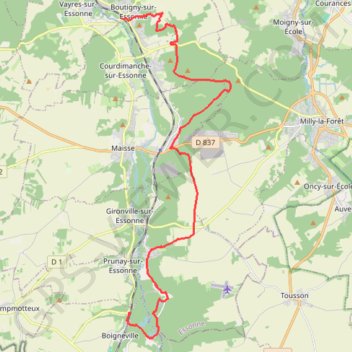 Trace GPS Boutigny-sur-Essonne, Malabri et Saint-Eloy, itinéraire, parcours