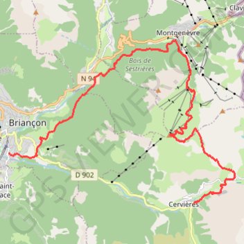 Trace GPS De Cervières à Briançon part le sommet des Anges, itinéraire, parcours