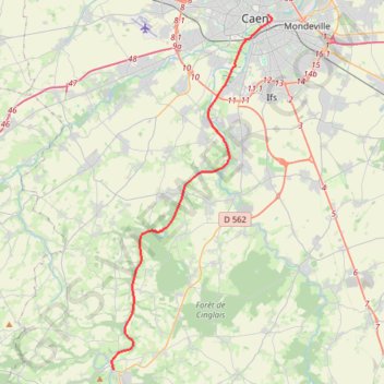 Trace GPS Caen / Thury-Harcourt, itinéraire, parcours