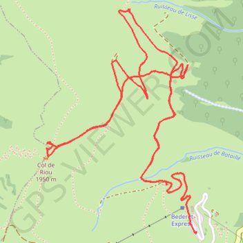 Trace GPS De Bederet Col de Riou en mars, itinéraire, parcours