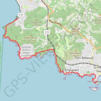 Trace GPS De Bandol à Saint Cyr par le sentier des douaniers, itinéraire, parcours