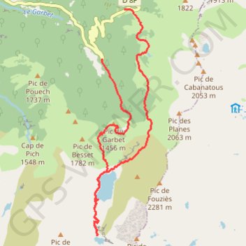 Trace GPS Étang du Garbet et étang Bleu par Coumebière, itinéraire, parcours