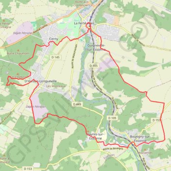 Trace GPS De la Ferté-Alais à Boutigny-sur-Essonne, itinéraire, parcours