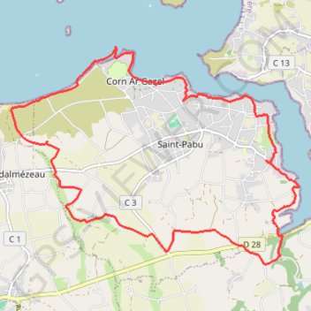 Trace GPS Saint-Pabu et la vallée des Moulins, itinéraire, parcours