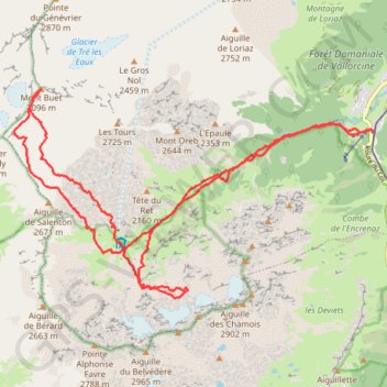 Trace GPS Buet col glacier d'Anneuley, itinéraire, parcours