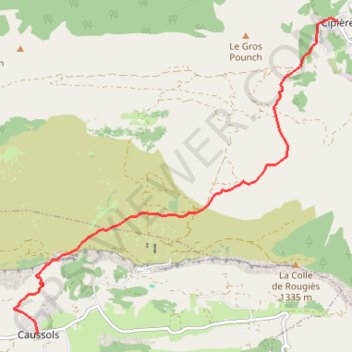 Trace GPS G3a CIPIERES - CAUSSOLS, itinéraire, parcours