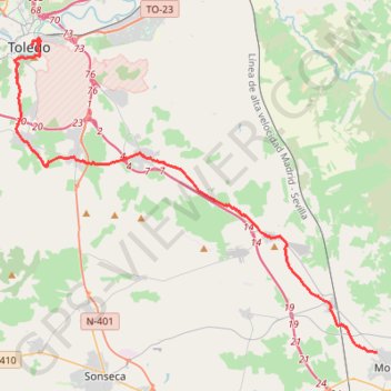 Trace GPS SE16-Mora-Toledo, itinéraire, parcours