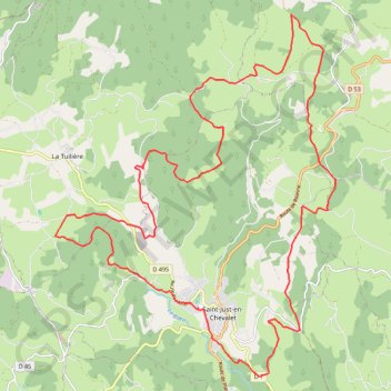 Trace GPS Espace du Massif des Bois Noirs - Saint-Just-en-Chevalet, itinéraire, parcours