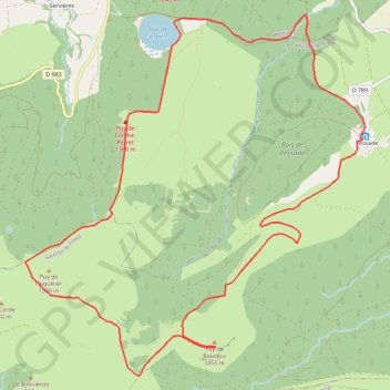 Trace GPS Lac de Servières Puy de Baladou Pessade, itinéraire, parcours