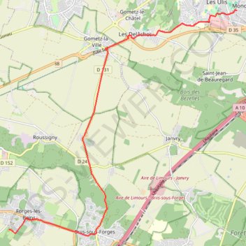 Trace GPS Forges-les-Bains - Mondétour, itinéraire, parcours