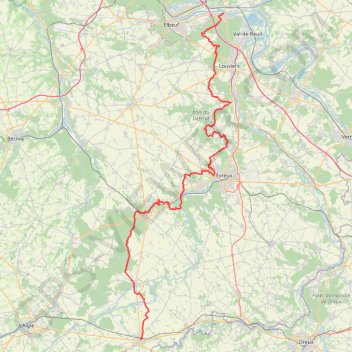 Trace GPS GR 222 : De Pont-de-l'Arche à Verneuil-sur-Avre (Eure), itinéraire, parcours