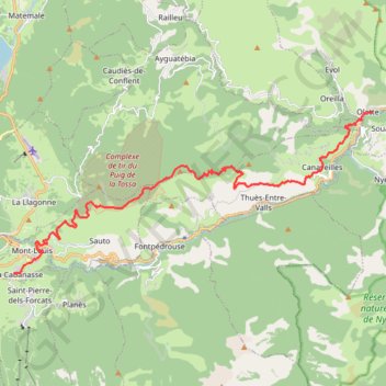 Trace GPS Mont-Louis - Olette, itinéraire, parcours