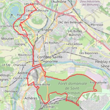 Trace GPS Forêt de Saint Germain-Achères, itinéraire, parcours