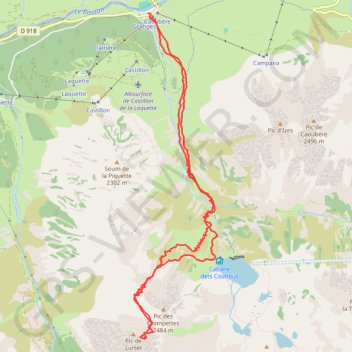 Trace GPS Pic de Lurtet, itinéraire, parcours