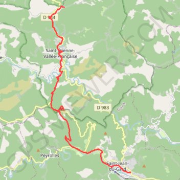 Trace GPS Pont de Burgen (Saint-Etienne-Vallée-Française) - Saint-Jean-du-Gard, itinéraire, parcours
