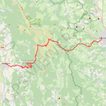 Trace GPS Montbrison Ambert par l'ancien circuit de la Randonnée de La Fourme, itinéraire, parcours