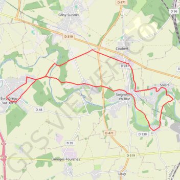 Trace GPS Evry-les-Châteaux, itinéraire, parcours