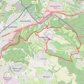 Trace GPS Autour de Spicheren, itinéraire, parcours