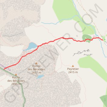 Trace GPS Lac et col des Béraudes, itinéraire, parcours