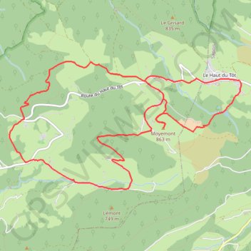 Trace GPS Randonnée VAGNEY - Haut du tot, itinéraire, parcours
