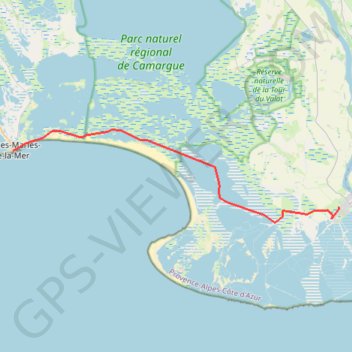 Trace GPS De Saintes Maries de la mer aux Salins de Giraud, itinéraire, parcours
