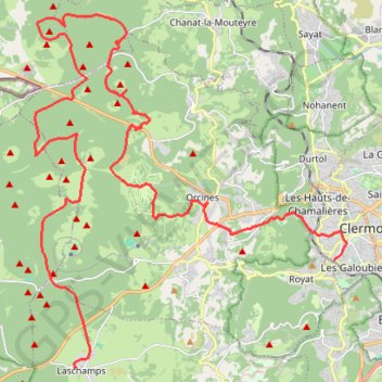 Trace GPS V2 - Chamalières (parking du Viaduc) - Laschamps (Espace Volcan), itinéraire, parcours