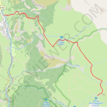 Trace GPS Accès au refuge des Espuguettes, itinéraire, parcours