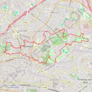 Trace GPS Montreuil, boucle des 3 parcs, itinéraire, parcours