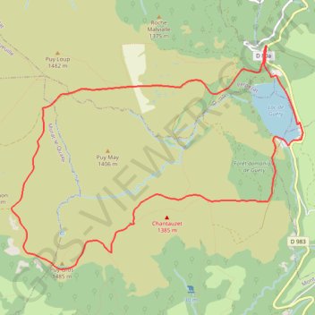Trace GPS Du lac de Guéry au Puy Gros, itinéraire, parcours
