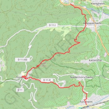 Trace GPS 1. Turckheim-Kaysersberg, itinéraire, parcours