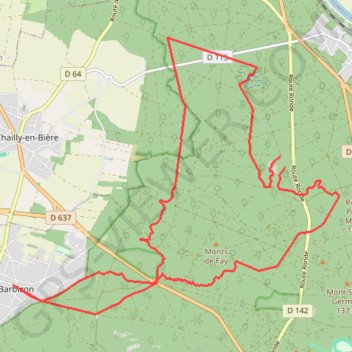 Trace GPS Fontainebleau rocher Canon boucle Barbizon, itinéraire, parcours