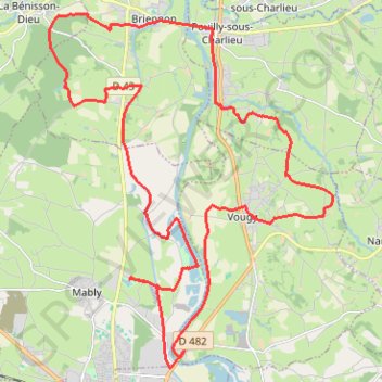 Trace GPS Découverte du canal de Roanne à Digoin et des bords de Loire - Mably/Le Merlin, itinéraire, parcours