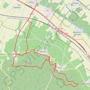 Trace GPS Sillery - Mailly - Verzy, itinéraire, parcours
