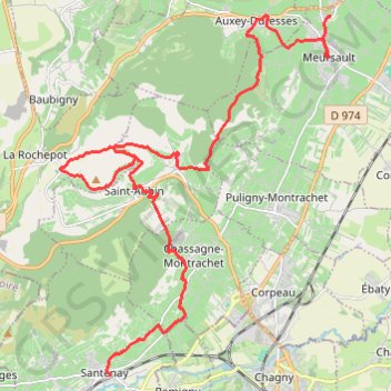 Trace GPS De Santenay à Meursault (21), itinéraire, parcours