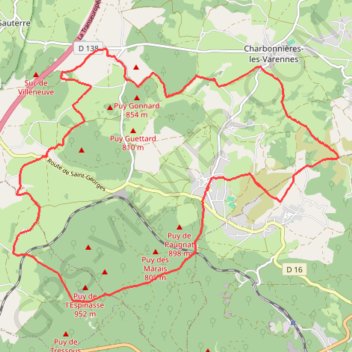 Trace GPS Grand Tour de Paugnat - 63 Auvergne, itinéraire, parcours