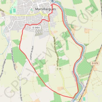 Trace GPS La plaine de Marsillargues - Les berges du Vidourle, itinéraire, parcours