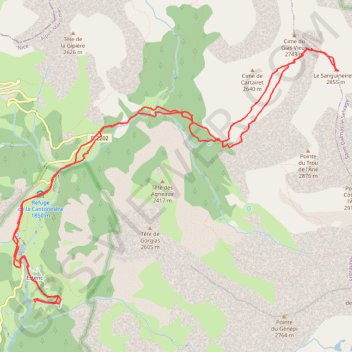 Trace GPS Tete de Sanguineirette, depuis Esteng, itinéraire, parcours