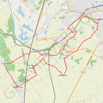 Trace GPS La plaine de Marcilly-en-Beauce - Vendôme, itinéraire, parcours
