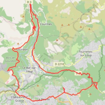Trace GPS Roquefort-les-Pins - La Colle - Bramafan - Gourdon, itinéraire, parcours