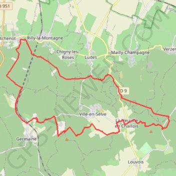 Trace GPS La Montagne de Reims - Au SE de Villers-Allerand, itinéraire, parcours