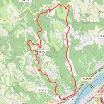 Trace GPS Ampuis-Tartara-Le Grisard-Rozier, itinéraire, parcours