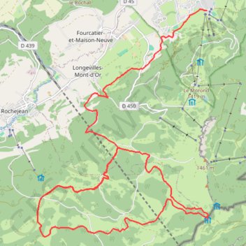 Trace GPS Longevilles-Mont d'or dans le Jura, itinéraire, parcours
