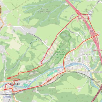 Trace GPS Aywaille - Province de Liège - Belgique, itinéraire, parcours