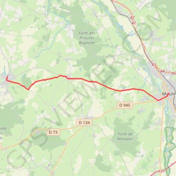 Trace GPS De Moulins à Bourbon-l'Archambault 1, itinéraire, parcours
