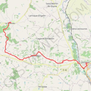 Trace GPS Lectoure - La Romieu - Chemin de Compostelle, itinéraire, parcours