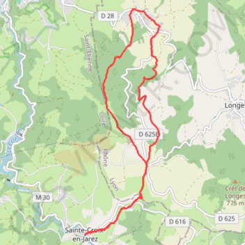 Trace GPS Sainte-Croix en Jarez, itinéraire, parcours